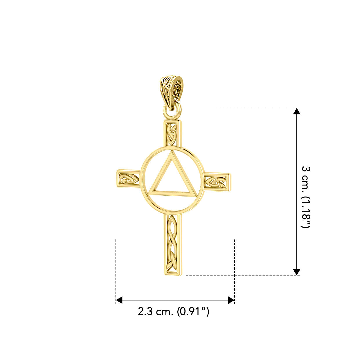 Celtic Knotwork Cross AA Recovery Solid Gold Pendant Timeless Celtic Jewelry For Sobriety Celebration