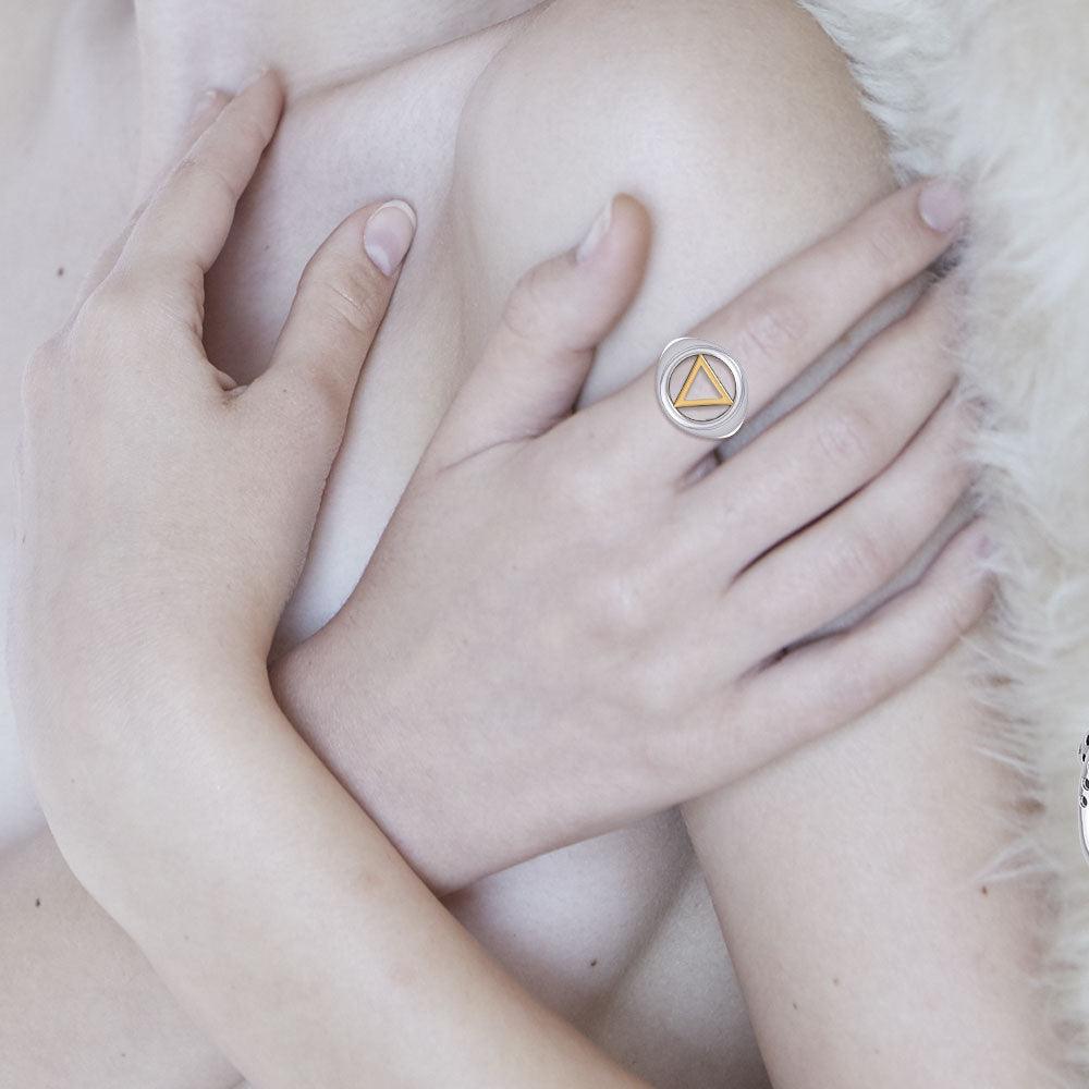 Recovery Sterling Silver Ring With 14K Gold Accent By Peter Stone For Sobriety And Alcoholics Anonymous