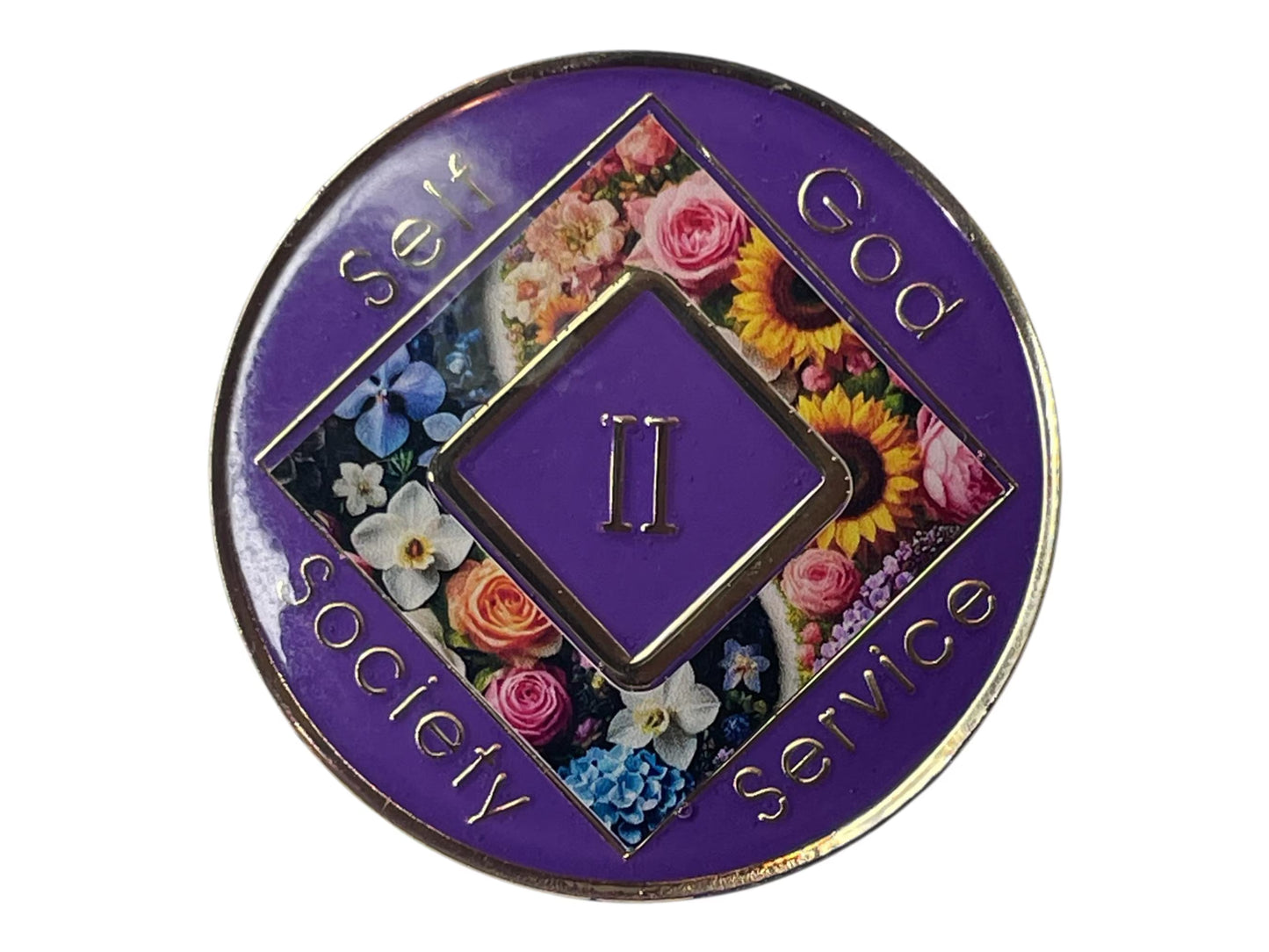 Floral NA Medallion: Narcotics Anonymous Recovery Chip