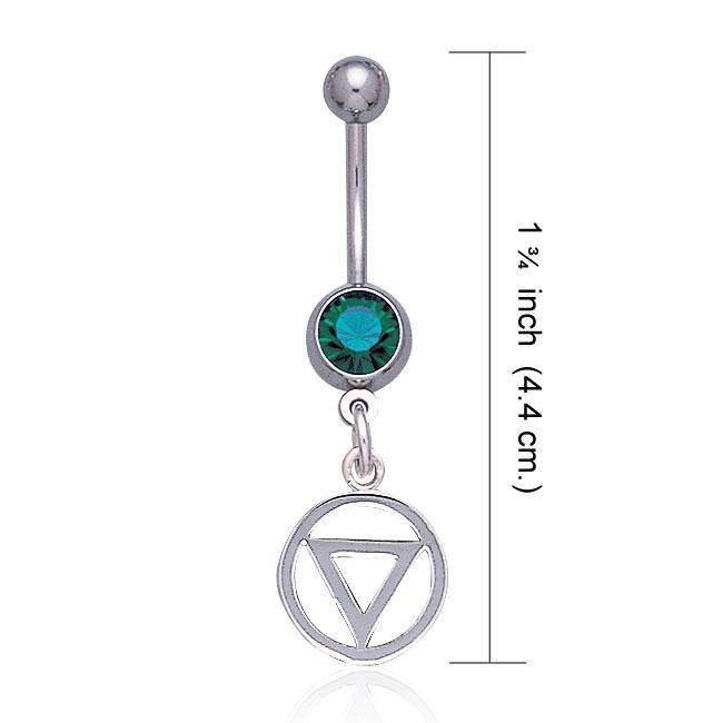 AA Recovery Navel Sterling Silver Body Jewelry Handcrafted Power Triangle Belly Button Ring