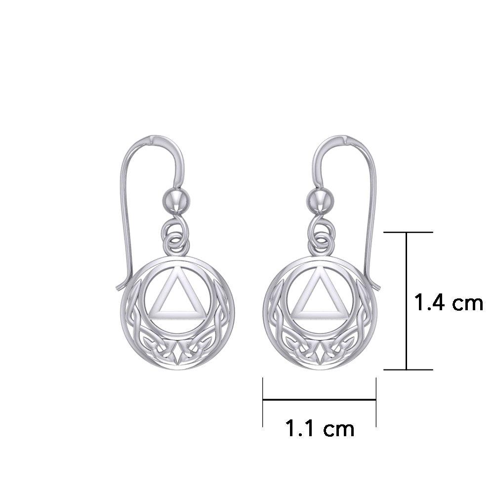 Recovery Symbol With Celtic Design Sterling Silver Earrings Strength And Resilience