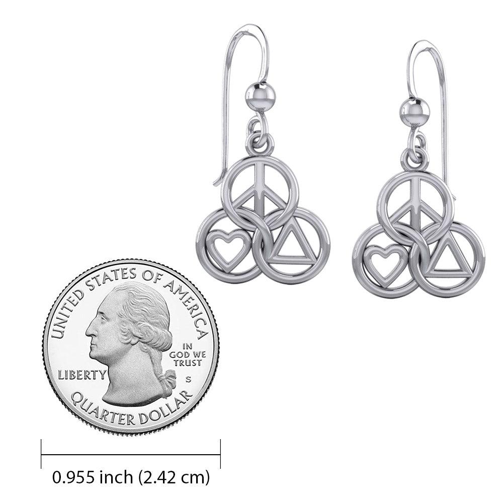 Peace Love Recovery Borromean Rings Sterling Silver Earrings Timeless Meaningful Jewelry Gift