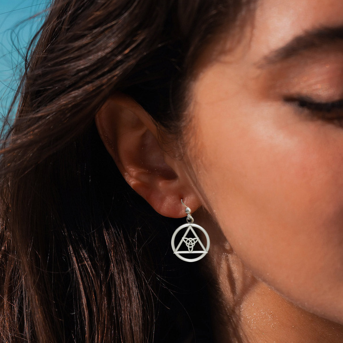 AA Recovery Symbol with Triquetra Sterling Silver Earrings