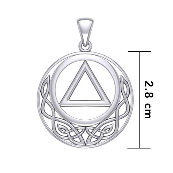 Celtic AA Recovery Sterling Silver Pendant From Peter Stone AA Recovery Collection Celtic Knot Sobriety Triangle