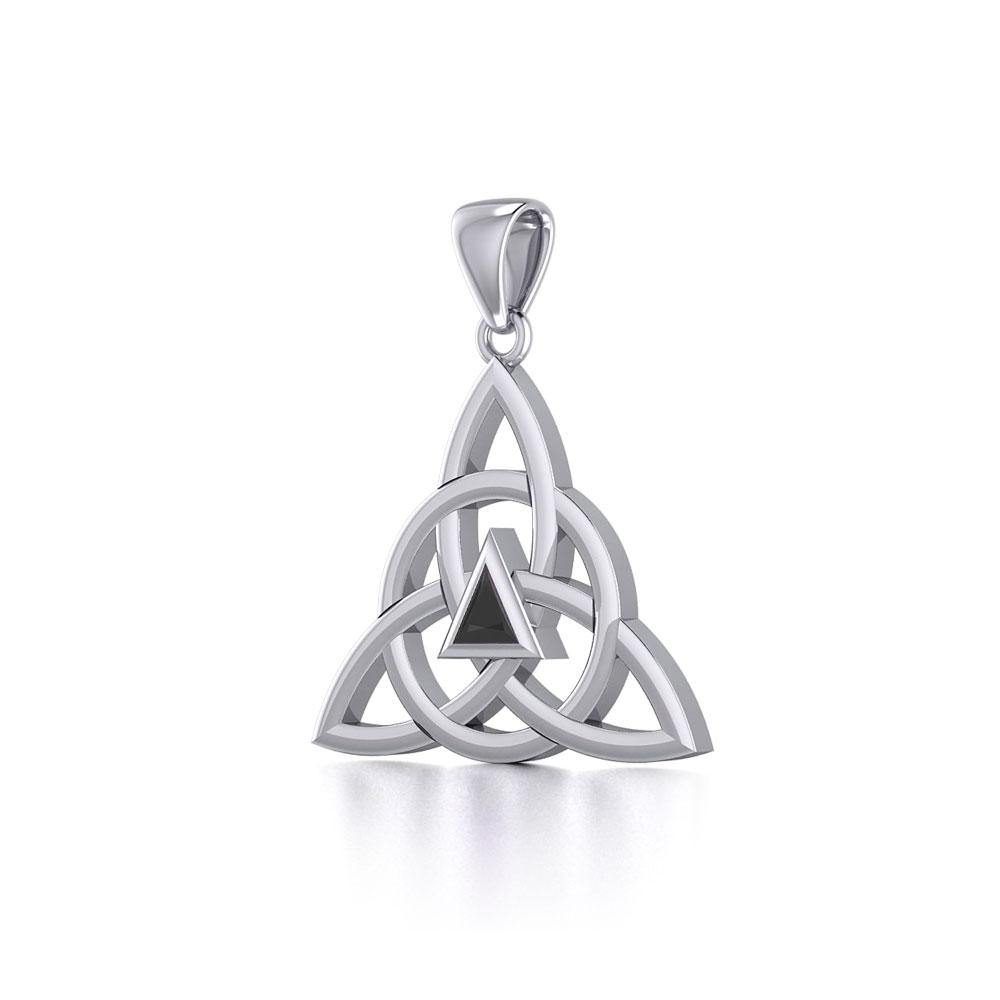 Celtic Triquetra Recovery Sterling Silver Pendant with Gemstone