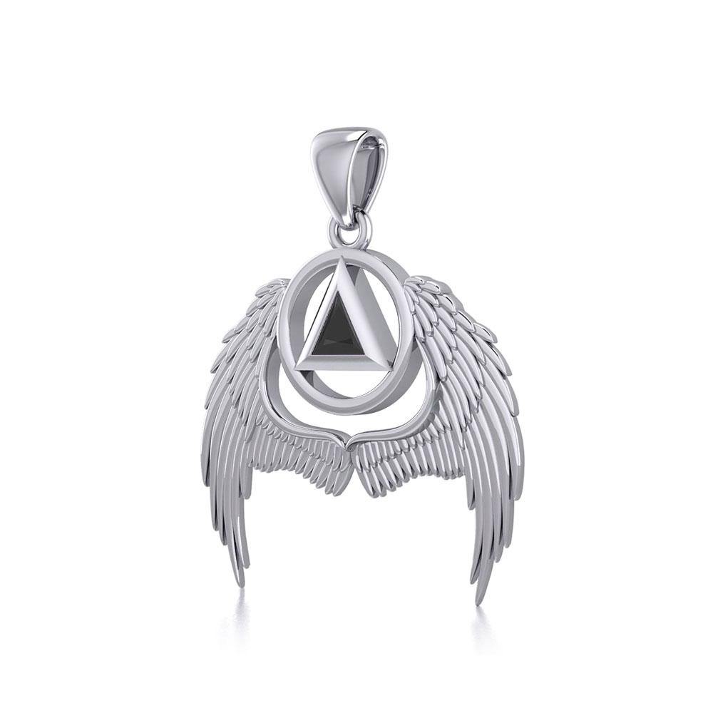 Angel Wings Recovery Sterling Silver Pendant with Gemstone