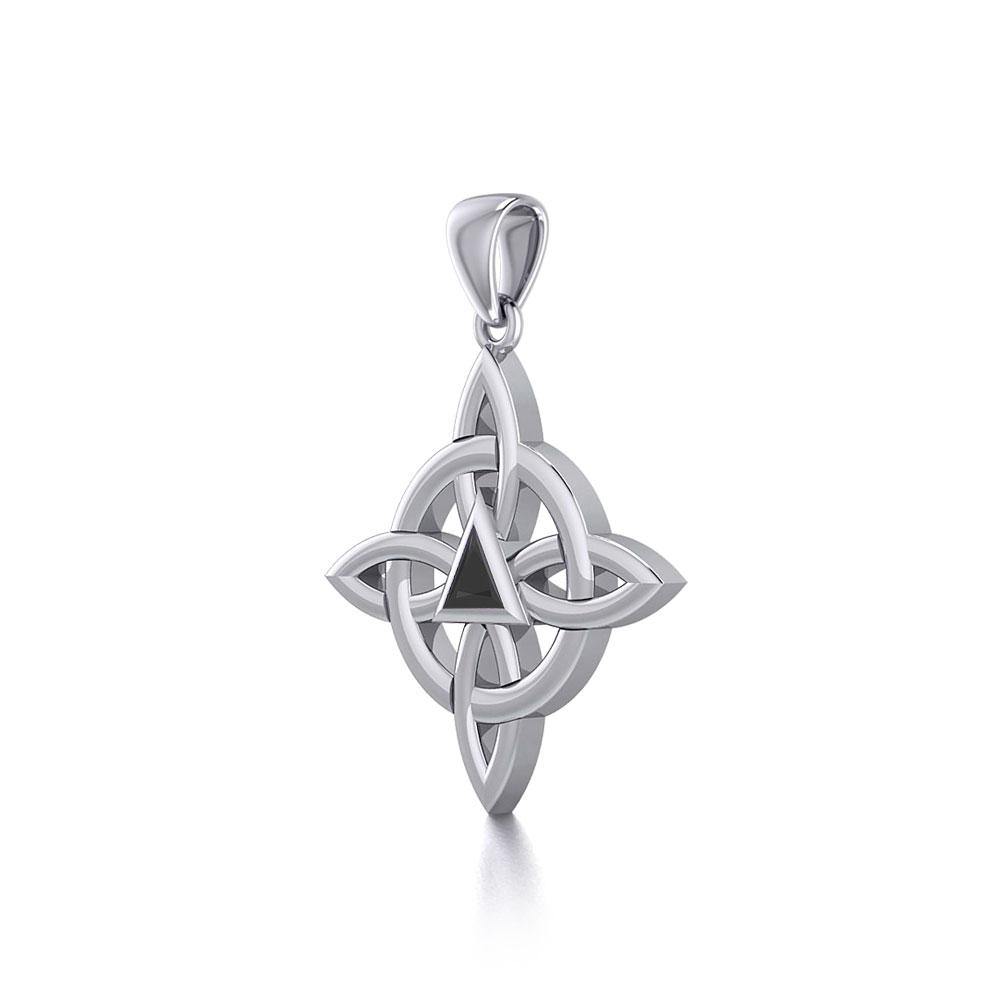 Celtic Four Point Knot AA Recovery Sterling Silver Pendant With Gemstone From Peter Stone AA Recovery Collection