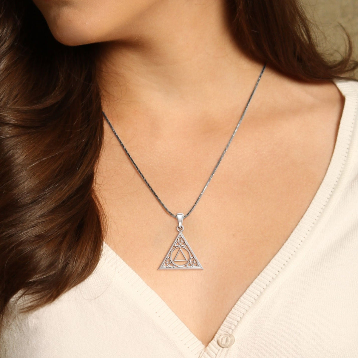 Celtic AA Recovery Symbol Sterling Silver Pendant 925 Sobriety Jewelry For Strength And Hope