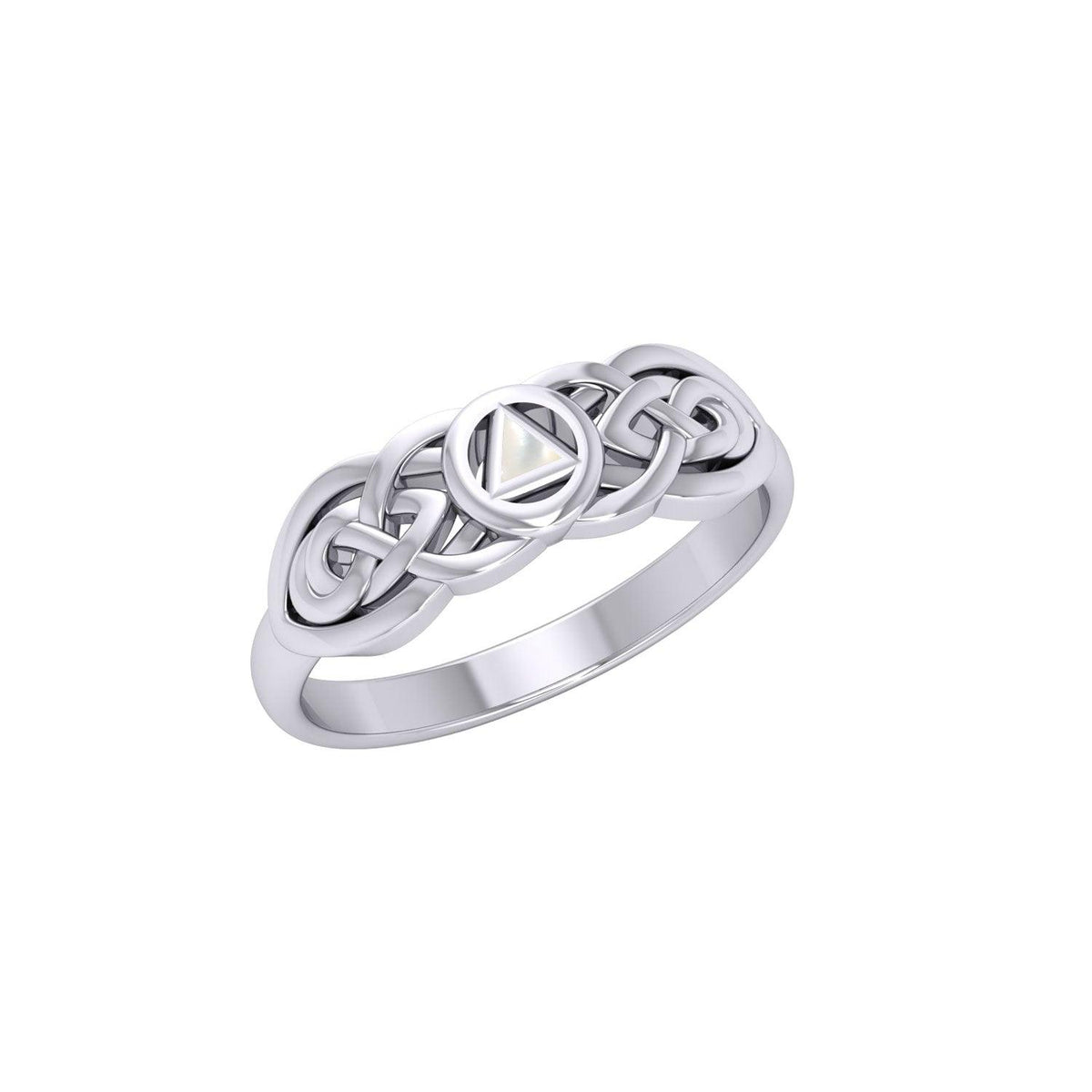 Celtic AA Recovery Sterling Silver Inlaid Ring Peter Stone AA Recovery Collection