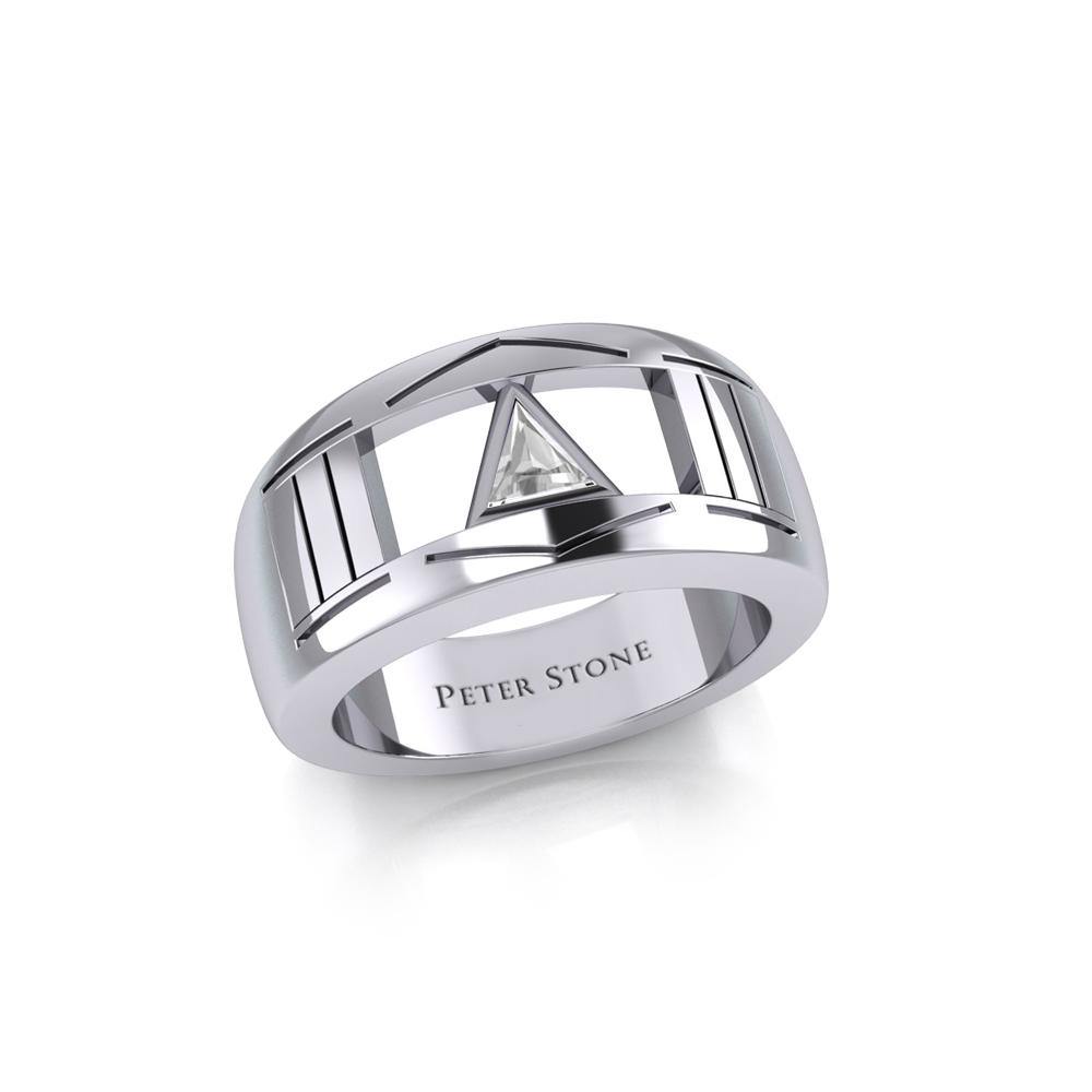 Modern Sterling Silver Ring With Inlaid Recovery Symbol Sobriety Jewelry AA Recovery Collection