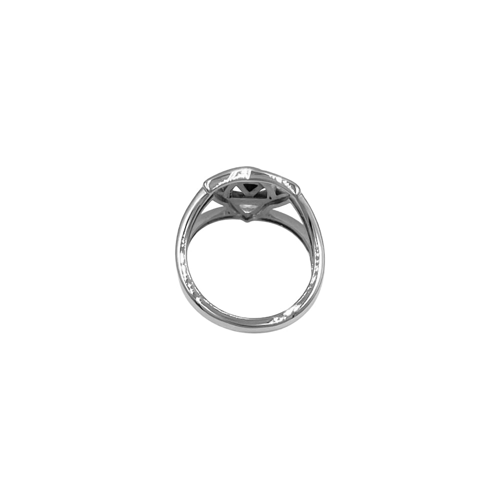 Peter Stone Trinity Sterling Silver Ring with AA Recovery Inlaid Stone Symbol of Resilience