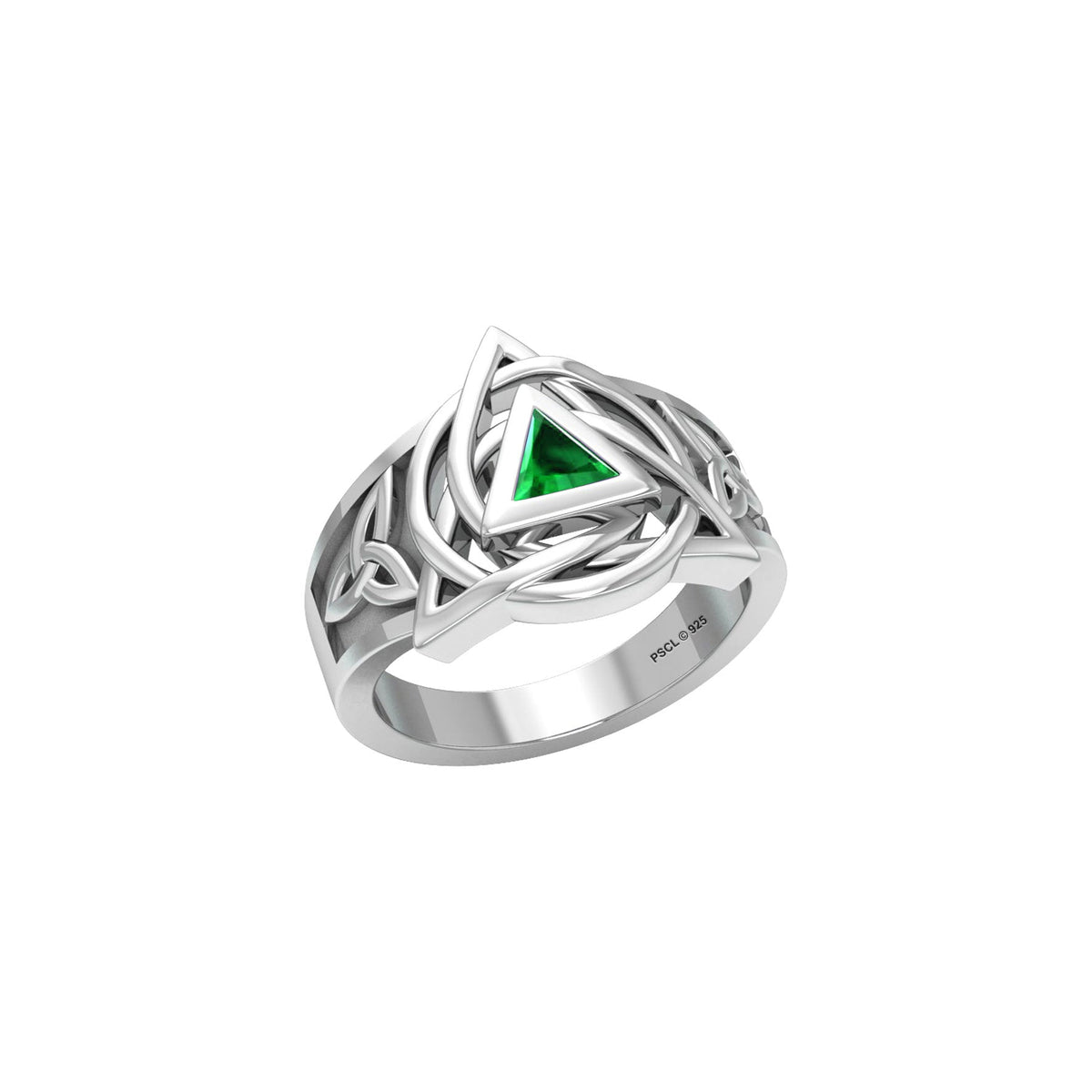 Peter Stone Celtic Triquetra Sterling Silver Ring With AA Recovery Gemstone For Resilience And Recovery