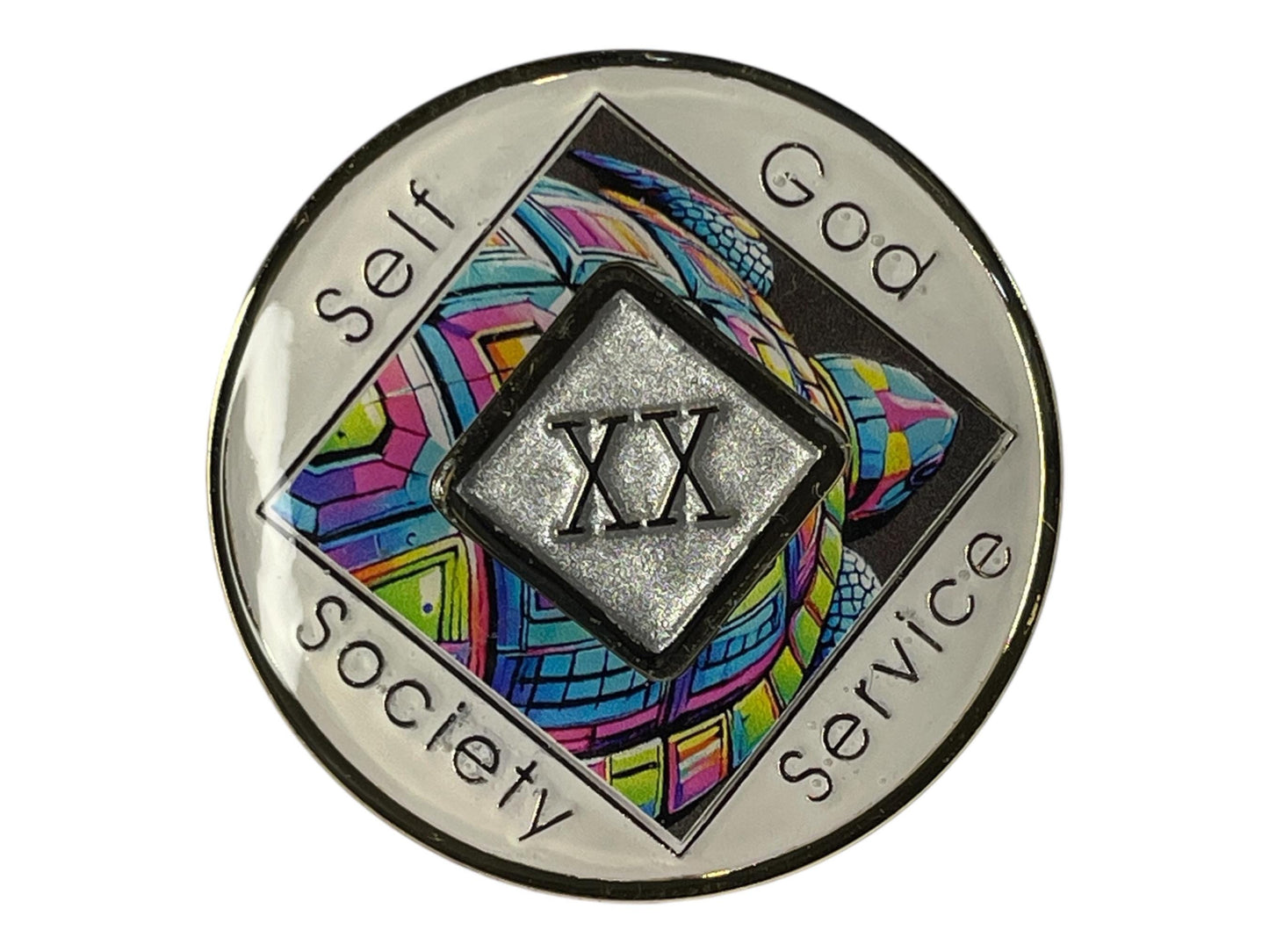 Colorful NA Medallion | Custom Narcotics Anonymous Recovery Coin | Unique Sobriety Gifts | Turtle Recovery Medallion