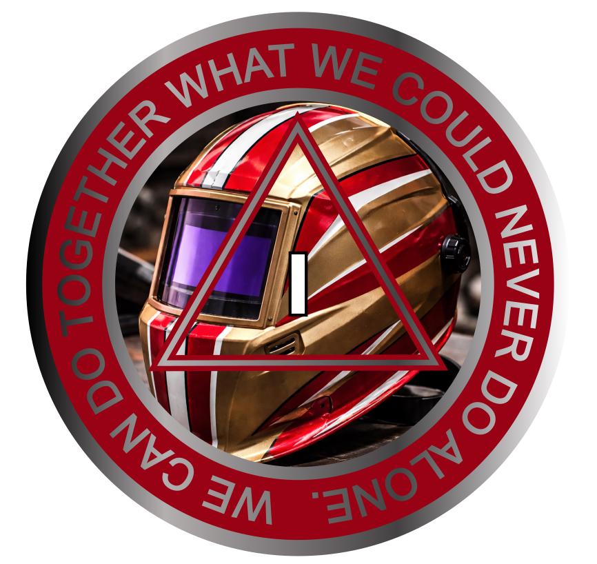 Welding Helmet AA Medallion with Red & Gold | Recovery Token