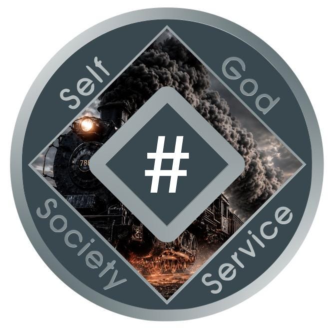 Steam Train NA Recovery Medallion, Narcotics Anonymous Sobriety Chip