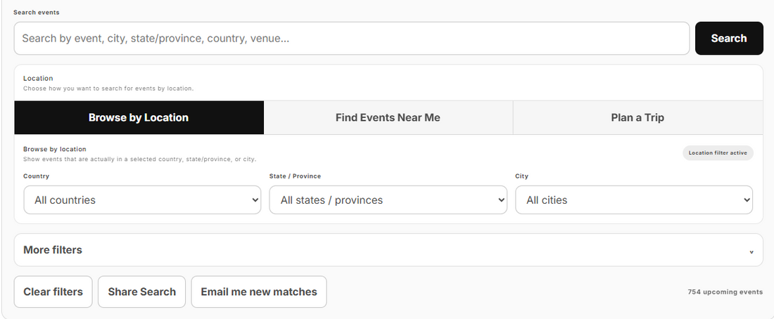 Dan's Custom Gifts free NA Convention and Event Directory featuring searchable event listings and travel planning tools.