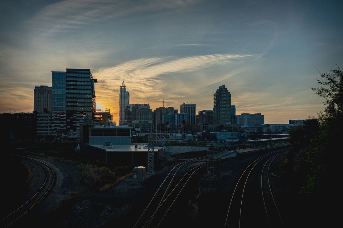 Downtown Raleigh skyline at sunset in North Carolina