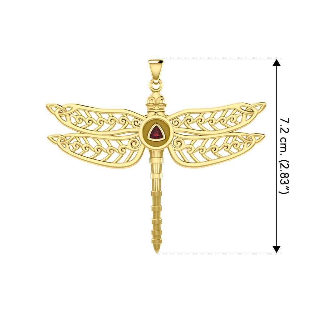 Celtic Dragonfly With Recovery Solid Yellow Gold Pendant By Peter Stone Collection