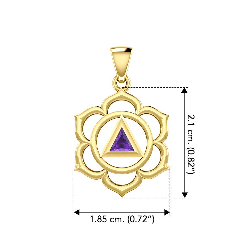 Chakra Recovery Pendant Solid Yellow Gold with Gemstone