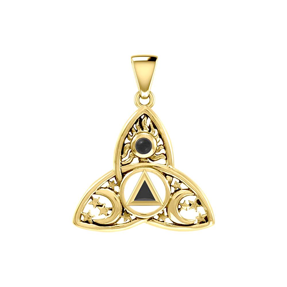 Celtic Trinity Recovery Pendant Solid Yellow Gold with Gemstone