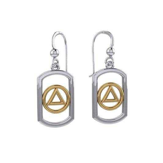 Recovery Sterling Silver Two Tone Earrings With 14K Gold Accent In Sterling Silver
