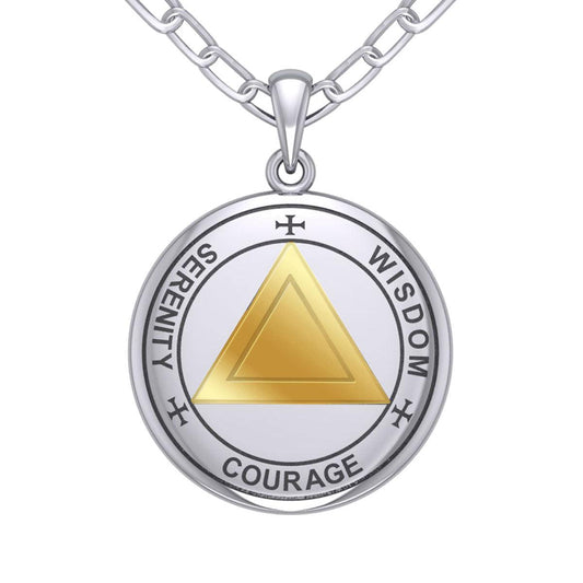 Sigil Seal of the AA Recovery Two Tone Sterling Silver with 14K Gold Vermeil Accent Necklace