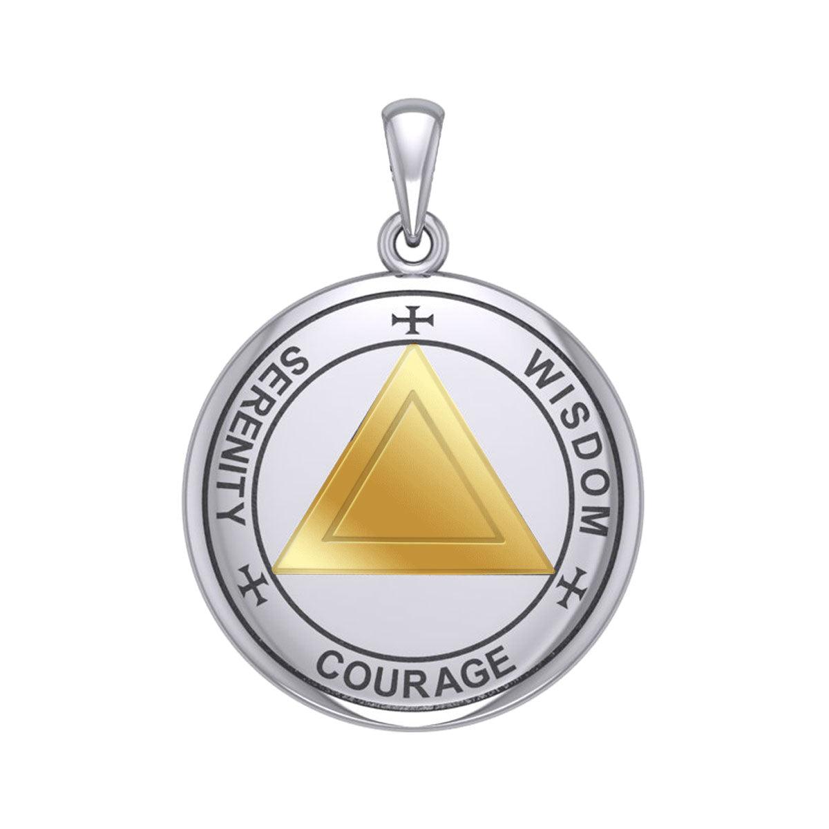 Sigil Seal of the AA Recovery Two Tone Sterling Silver with 14K Gold Vermeil Accent Necklace