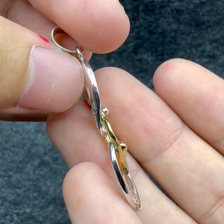 Triple Heart AA Recovery Pendant In Sterling Silver With 14K Gold Accents