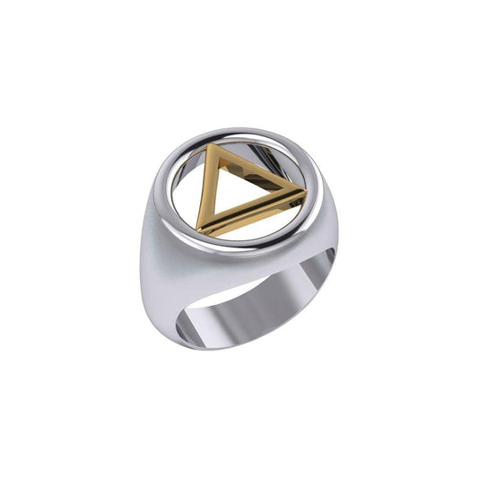 Recovery Sterling Silver Ring With 14K Gold Accent By Peter Stone For Sobriety And Alcoholics Anonymous