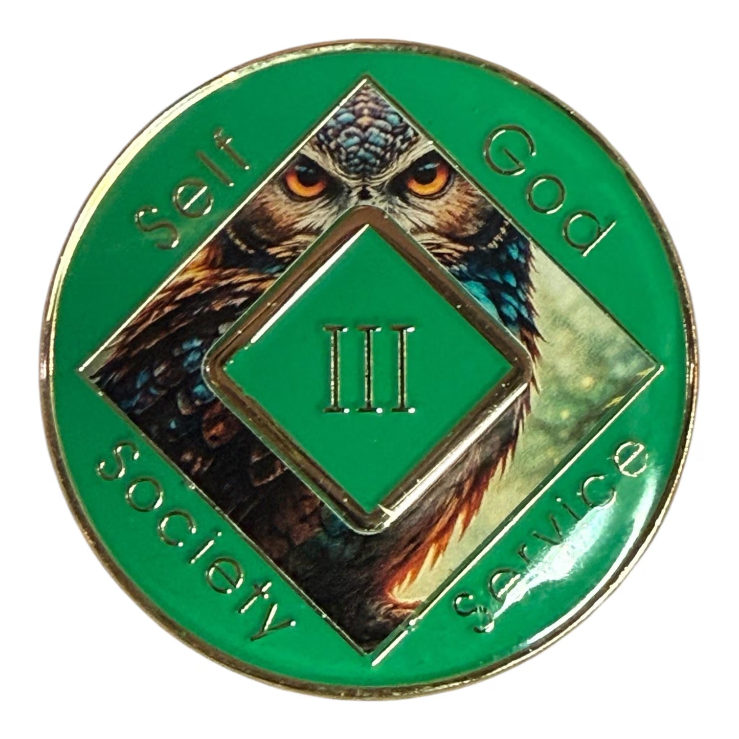 Owl NA Medallion | Recovery Chip with Wisdom & Clarity