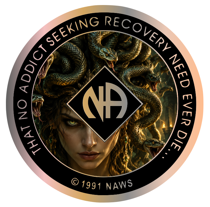 Medusa NA Recovery Medallion – 34mm Bronze Clean Time Coin – Greek Mythology; Dark Fantasy Recovery Gift