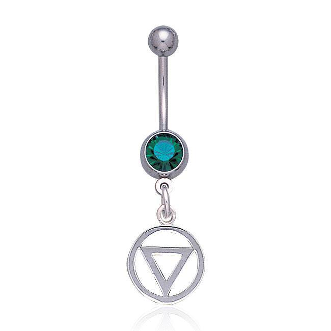 AA Recovery Navel Sterling Silver Body Jewelry Handcrafted Power Triangle Belly Button Ring