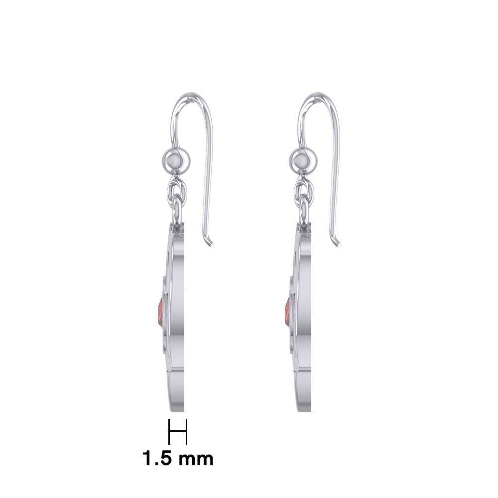 Celtic Trinity Heart Sterling Silver Earrings With Sobriety Triangle Inlaid Recovery Symbol AA Collection