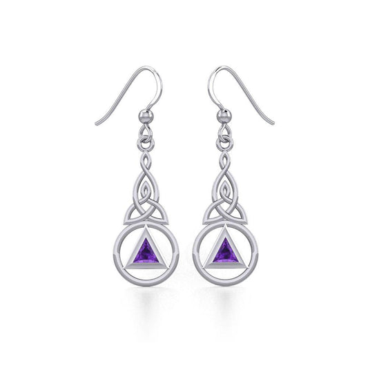 Celtic Recovery Sterling Silver Earrings with Gemstone