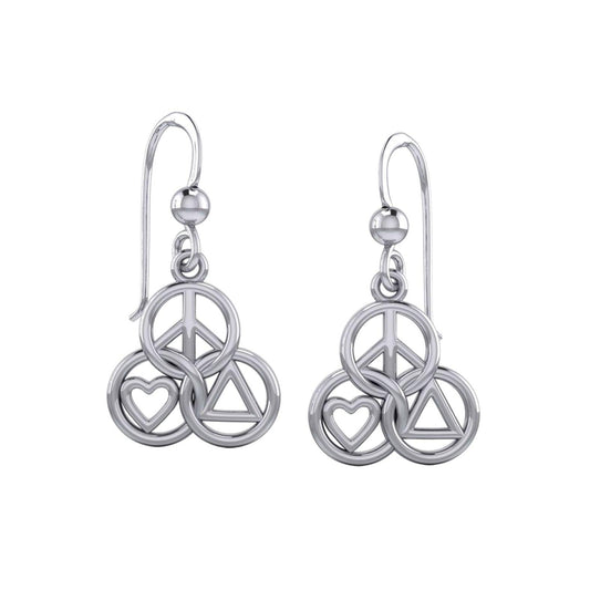 Peace Love Recovery Borromean Rings Sterling Silver Earrings Timeless Meaningful Jewelry Gift