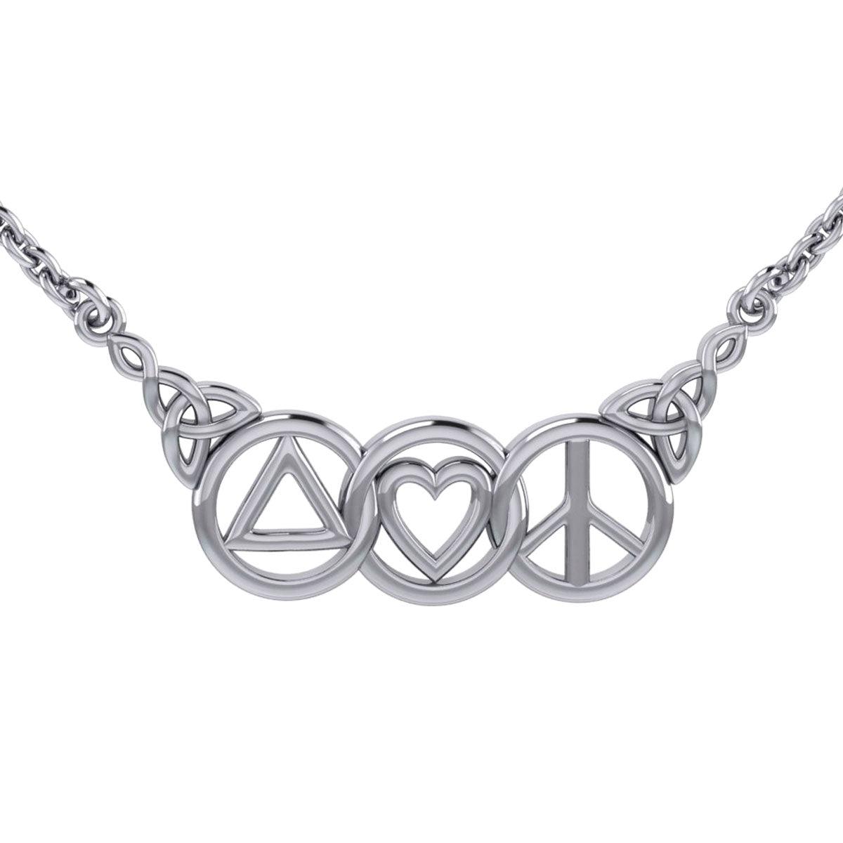 Love Peace And Recovery Sterling Silver Necklace For Healing And Inner Peace