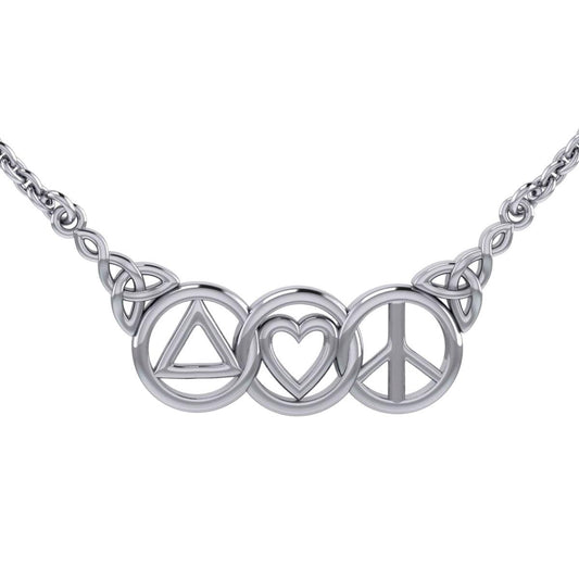 Love Peace And Recovery Sterling Silver Necklace For Healing And Inner Peace