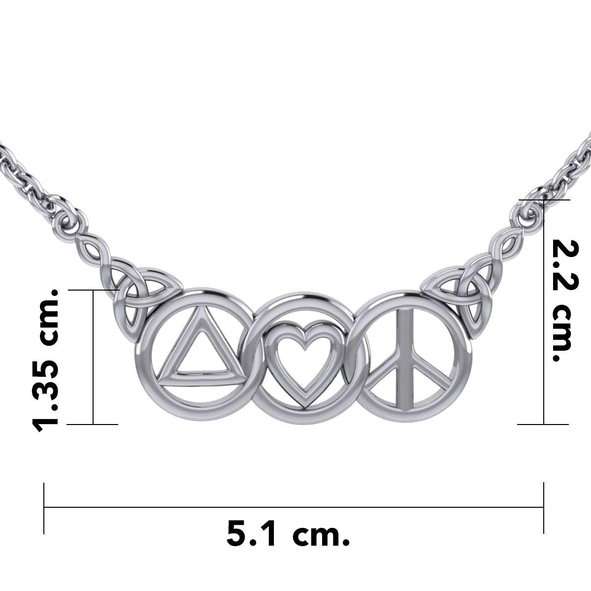 Love Peace And Recovery Sterling Silver Necklace For Healing And Inner Peace