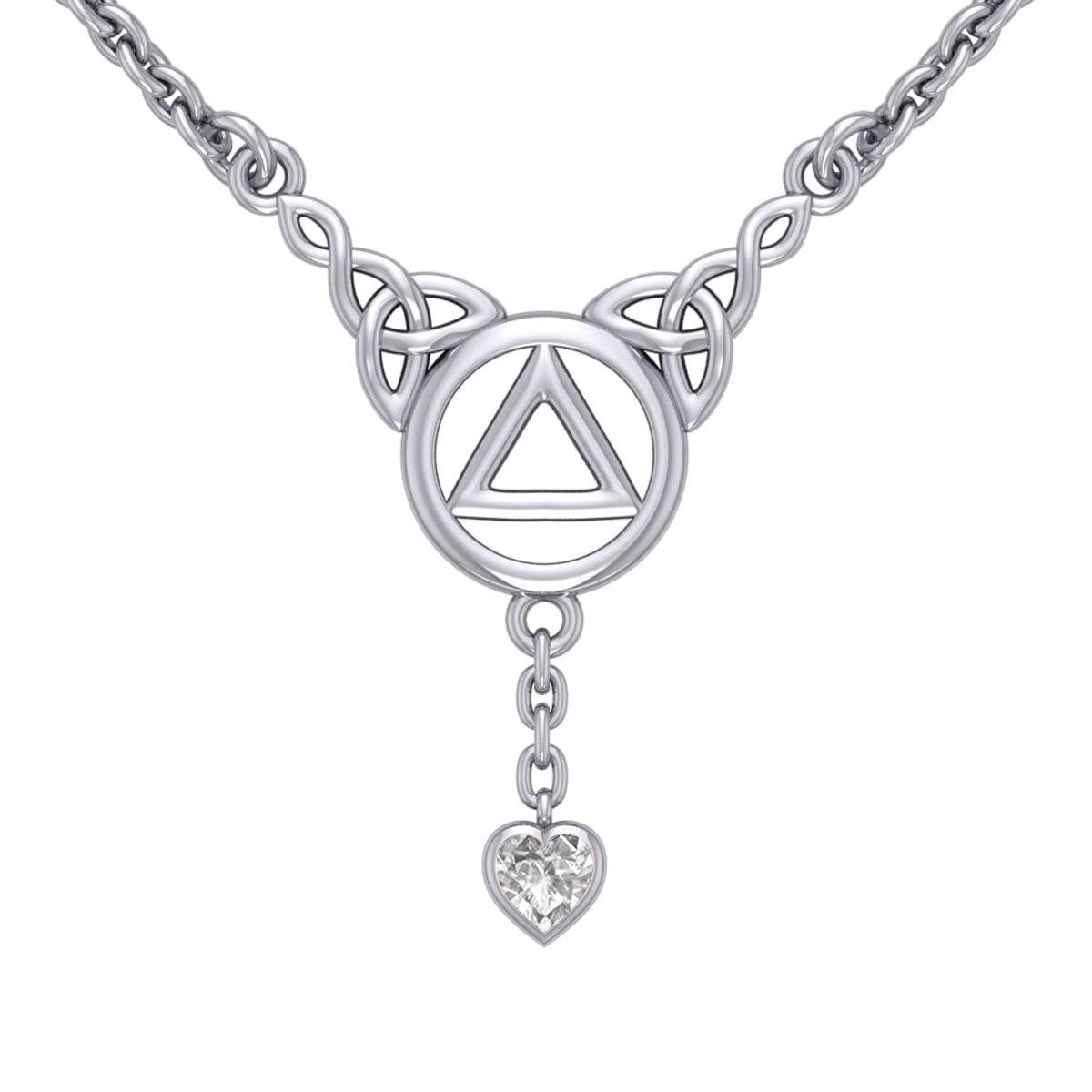 Love and Recovery Sterling Silver Necklace Dangling Heart Gemstone Pendant Symbol of Hope
