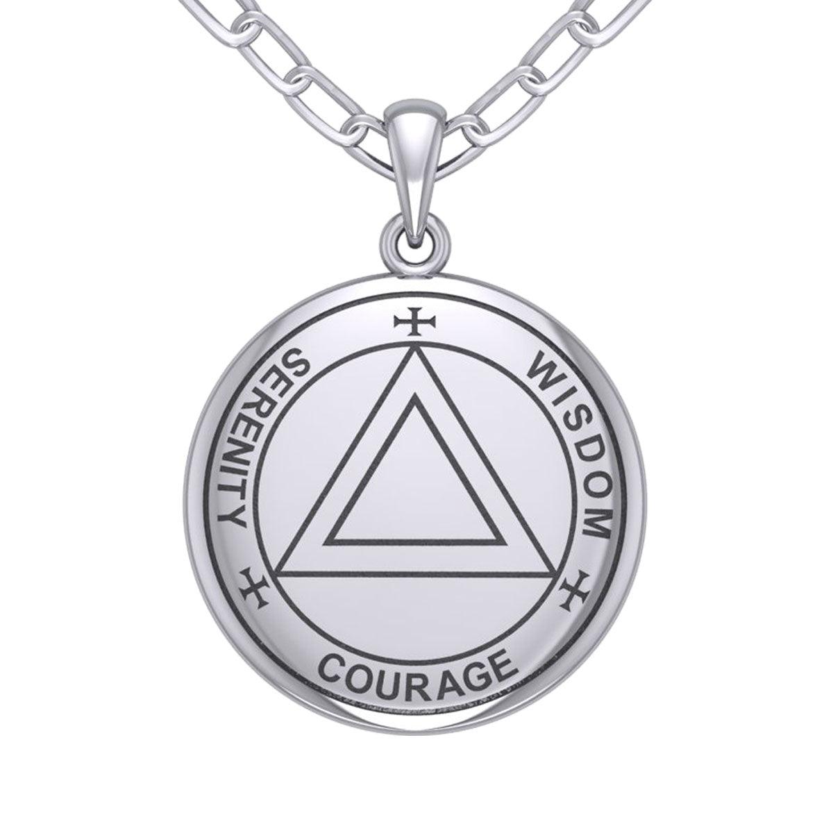 Sigil Seal of The AA Recovery Sterling Silver Necklace Inspirational Recovery Jewelry For Bravery And Strength
