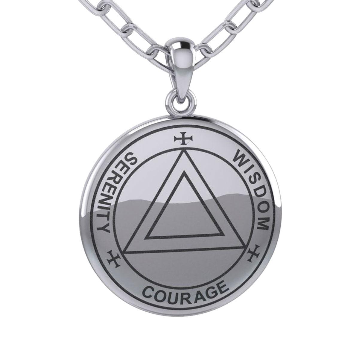 Sigil Seal of The AA Recovery Sterling Silver Necklace Inspirational Recovery Jewelry For Bravery And Strength