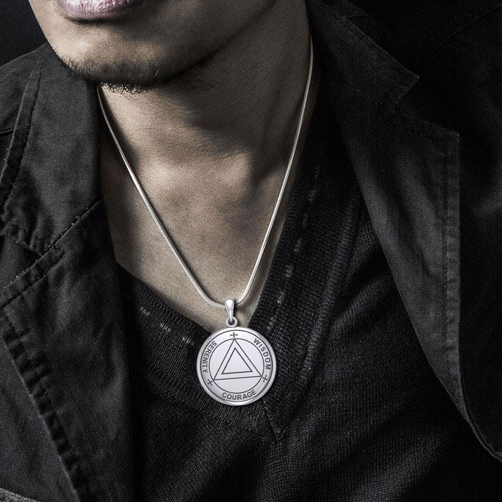 Sigil Seal of The AA Recovery Sterling Silver Necklace Inspirational Recovery Jewelry For Bravery And Strength