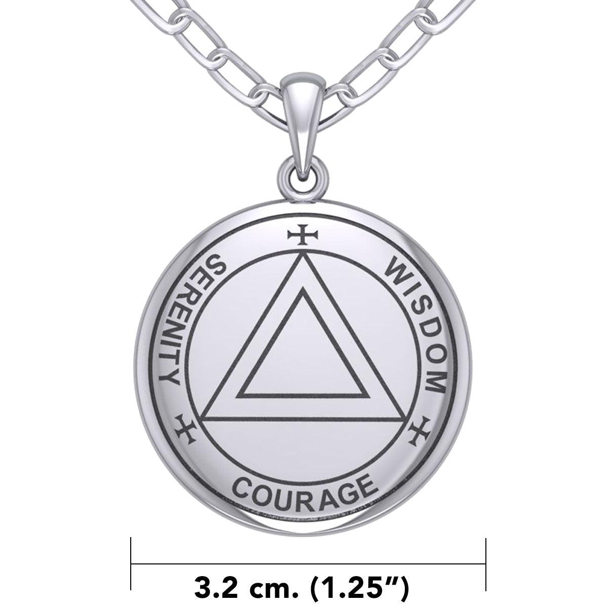 Sigil Seal of The AA Recovery Sterling Silver Necklace Inspirational Recovery Jewelry For Bravery And Strength