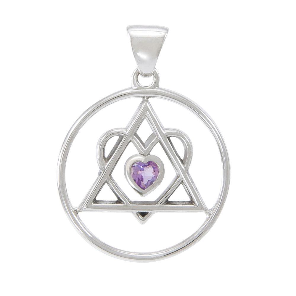 AA Heart In Recovery Sterling Silver Pendant Sobriety Triangle Symbol From Peter Stone AA Recovery Collection