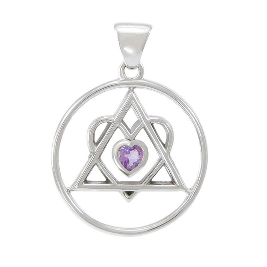 AA Heart In Recovery Sterling Silver Pendant Sobriety Triangle Symbol From Peter Stone AA Recovery Collection