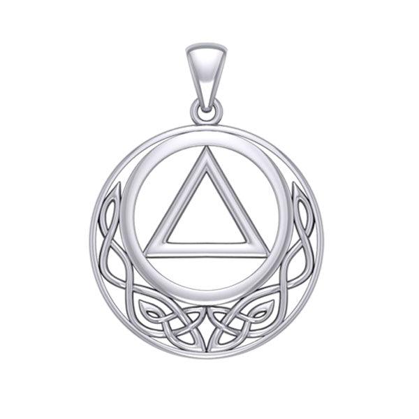 Celtic AA Recovery Sterling Silver Pendant From Peter Stone AA Recovery Collection Celtic Knot Sobriety Triangle