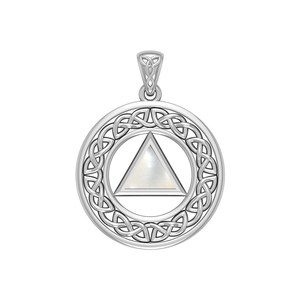 AA Recovery Sterling Silver Pendant With Celtic Border Sobriety Triangle Peter Stone