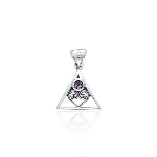 AA Heart in Recovery Sterling Silver Pendant With Gem TPD442