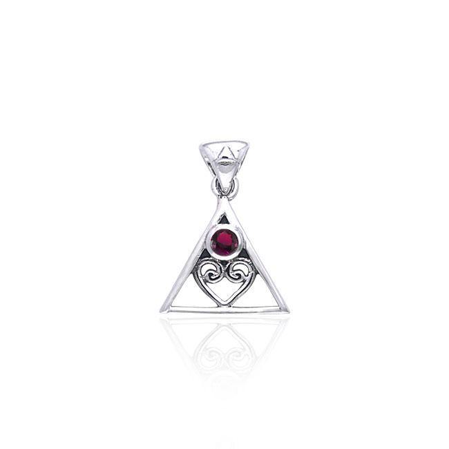 AA Heart in Recovery Sterling Silver Pendant With Gem TPD442