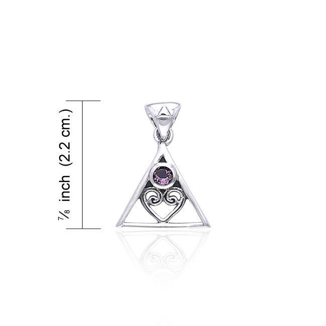 AA Heart in Recovery Sterling Silver Pendant With Gem TPD442